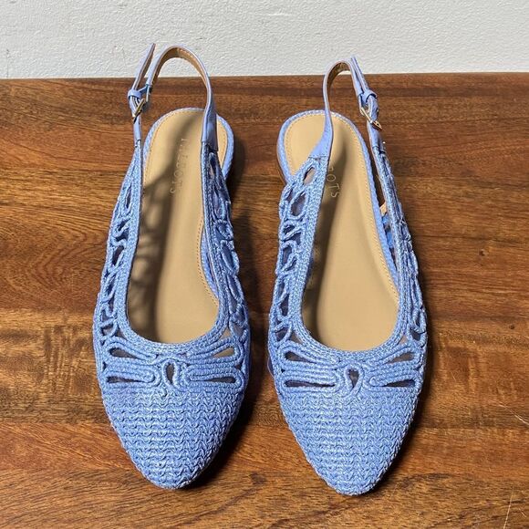 Talbots Light Blue Crochet Slingback Flats - Picture 3 of 10